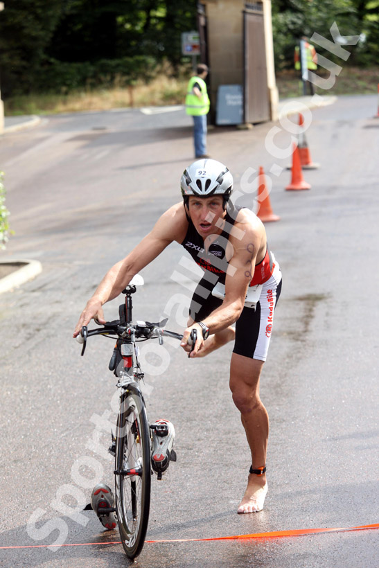 In transition at Alnwick Castle in the Bamburgh Triathlon